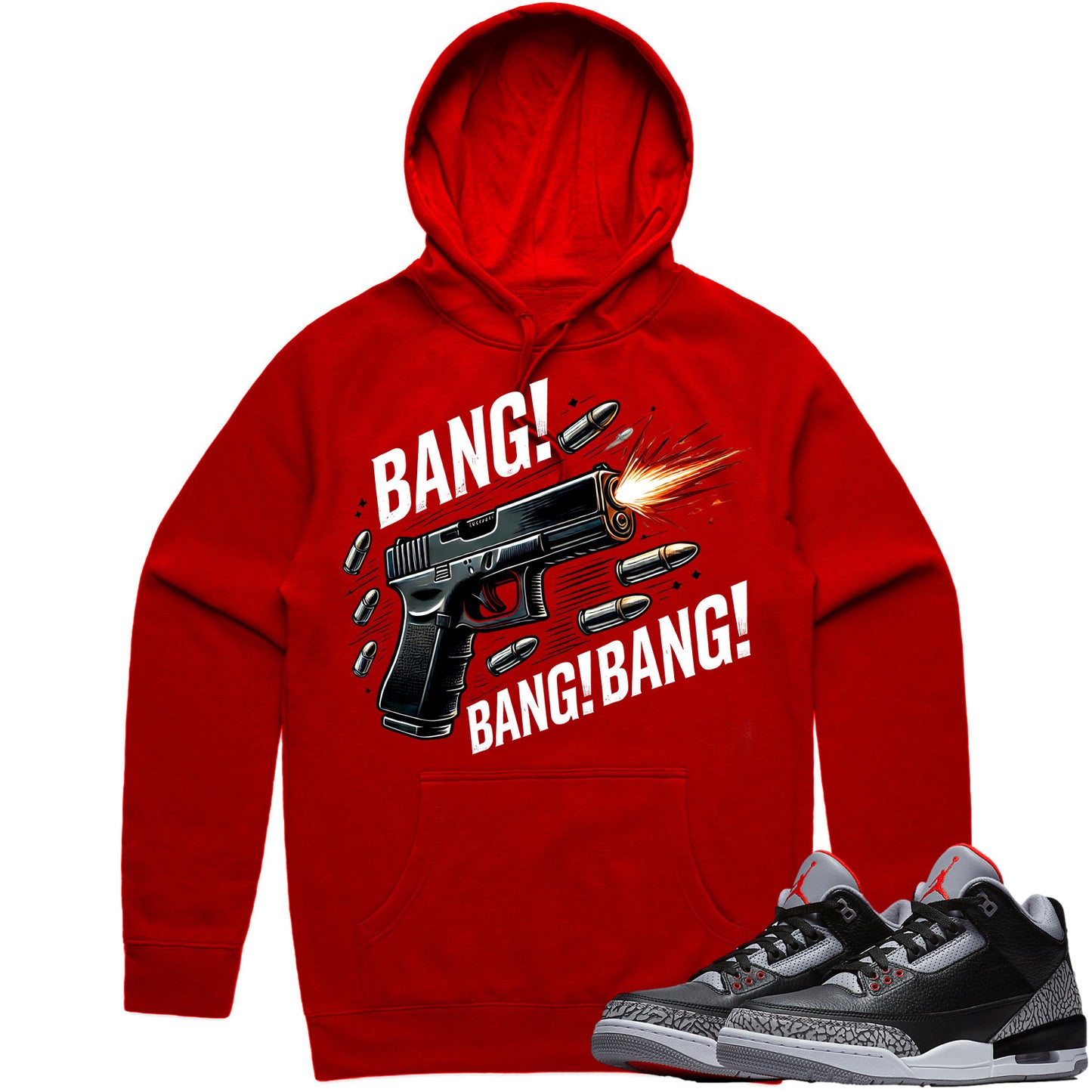 Black Cement 3s Hoodie to Match - Jordan 3 Sneaker Tees - Bang!