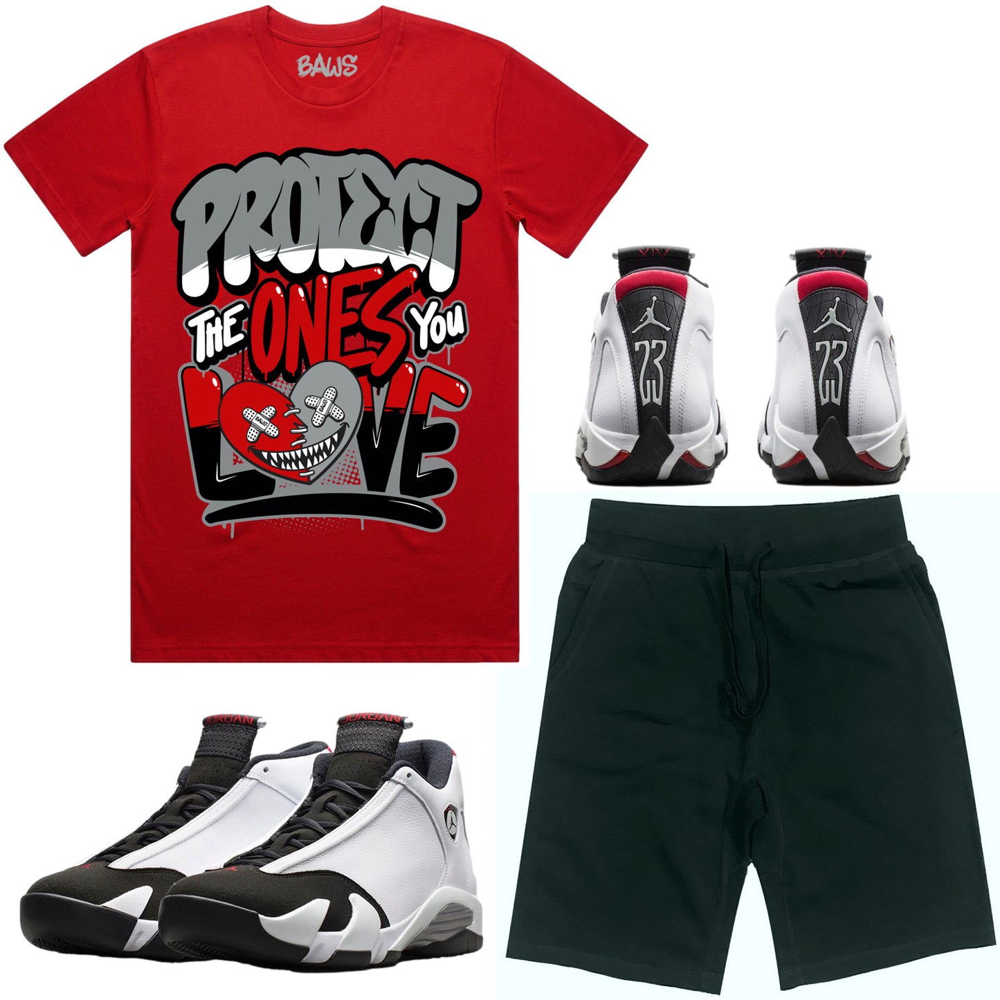 Black Toe 14s Sneaker Outfit - Shirt and Shorts - Protect Baws