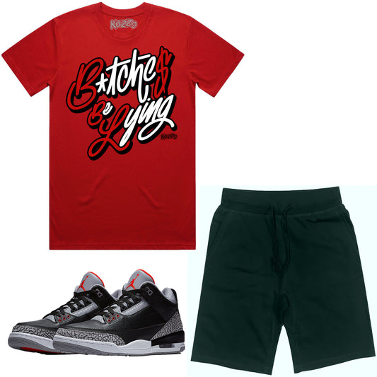 Jordan Black Cement 3s Sneaker Outfit - Shirt and Shorts - BBL