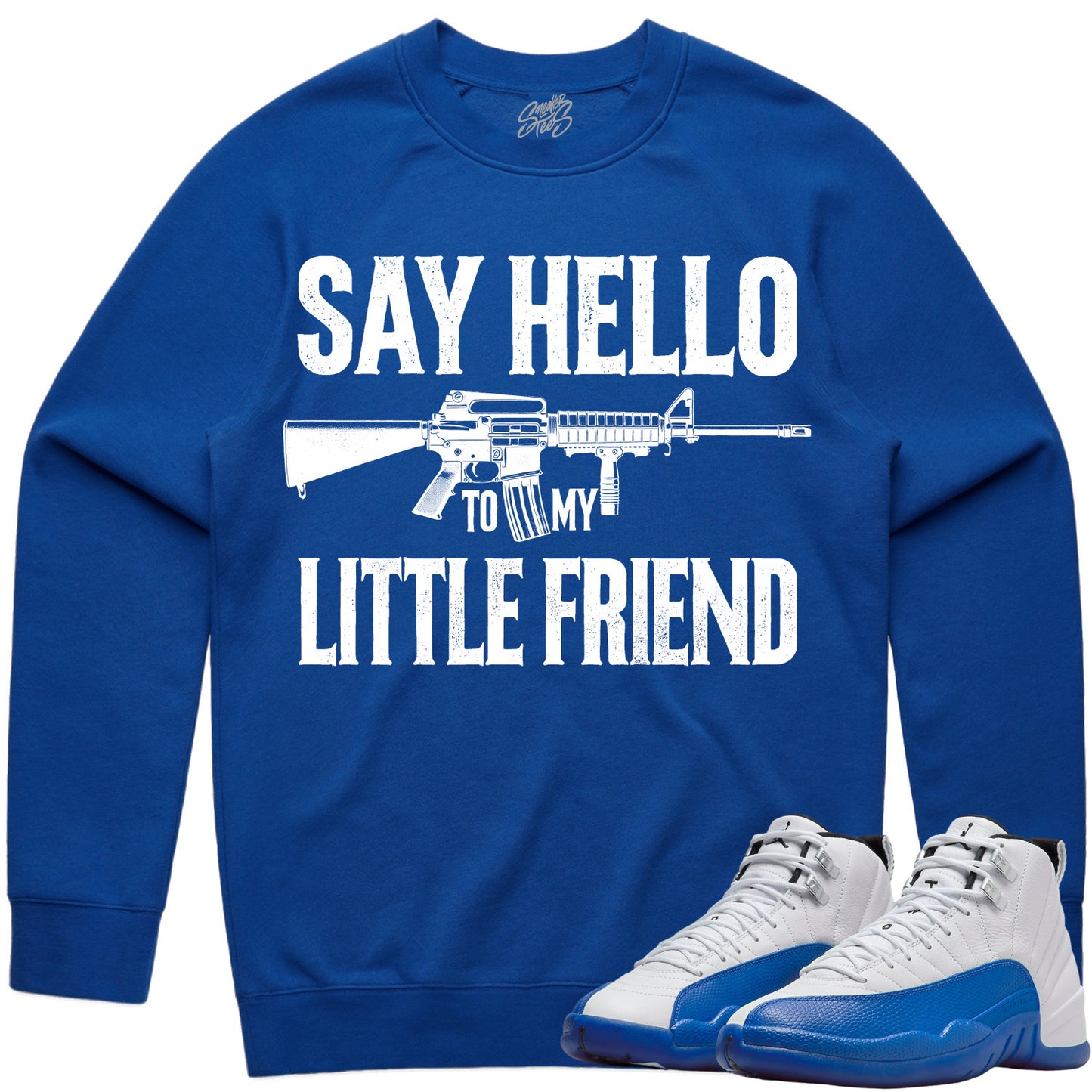 Blueberry 12s Sweater to Match - Jordan 12 Sneaker Tees - Little Friend