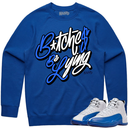 Blueberry 12s Sweater to Match - Jordan 12 Sneaker Tees - BBL