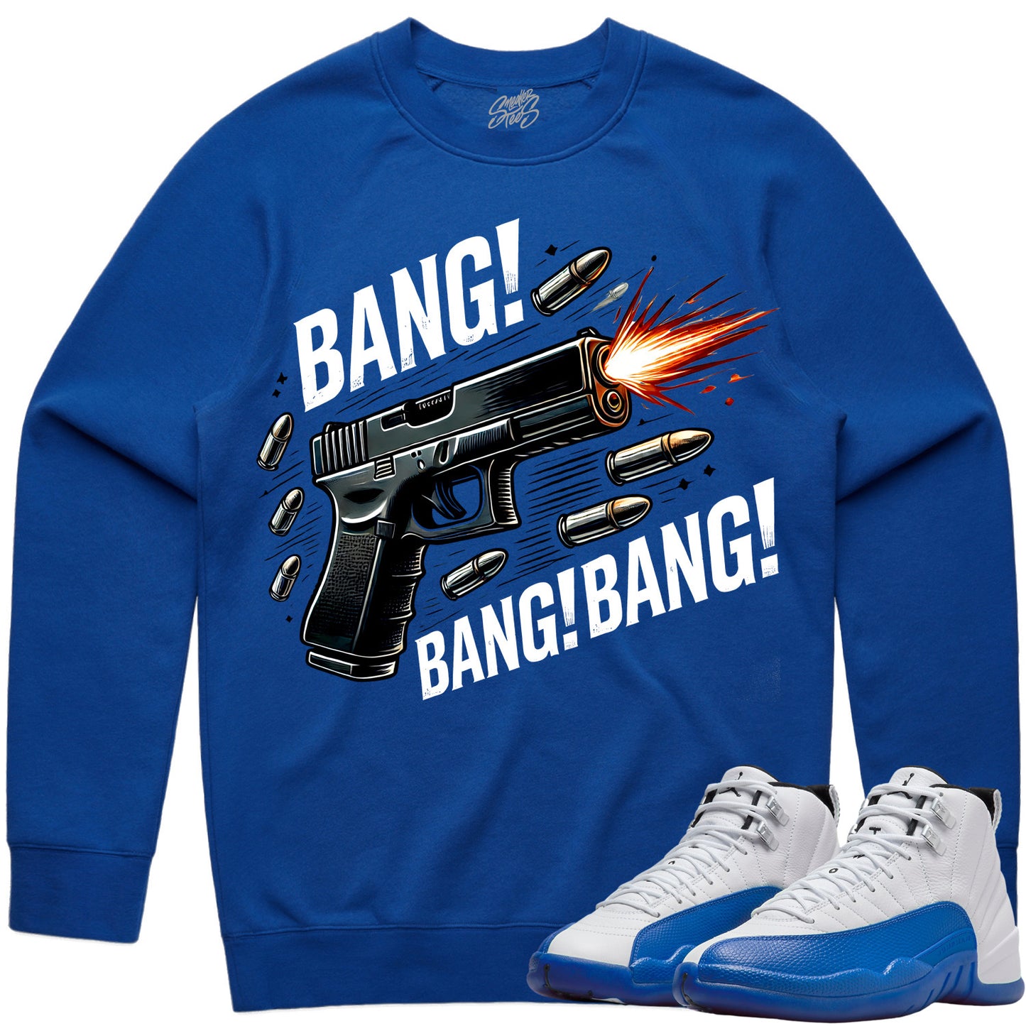 Blueberry 12s Sweater to Match - Jordan 12 Sneaker Tees - Bang!