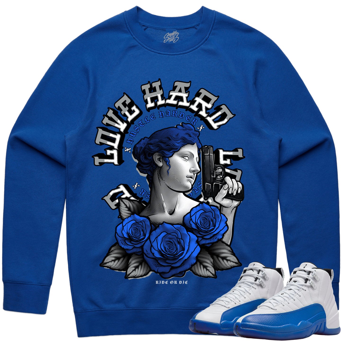 Blueberry 12s Sweater to Match - Jordan 12 Sneaker Tees - Aphrodite