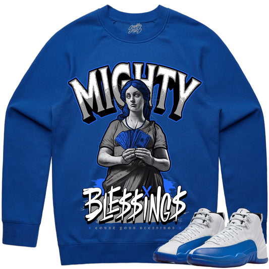 Blueberry 12s Sweater to Match - Jordan 12 Sneaker Tees - Blessings