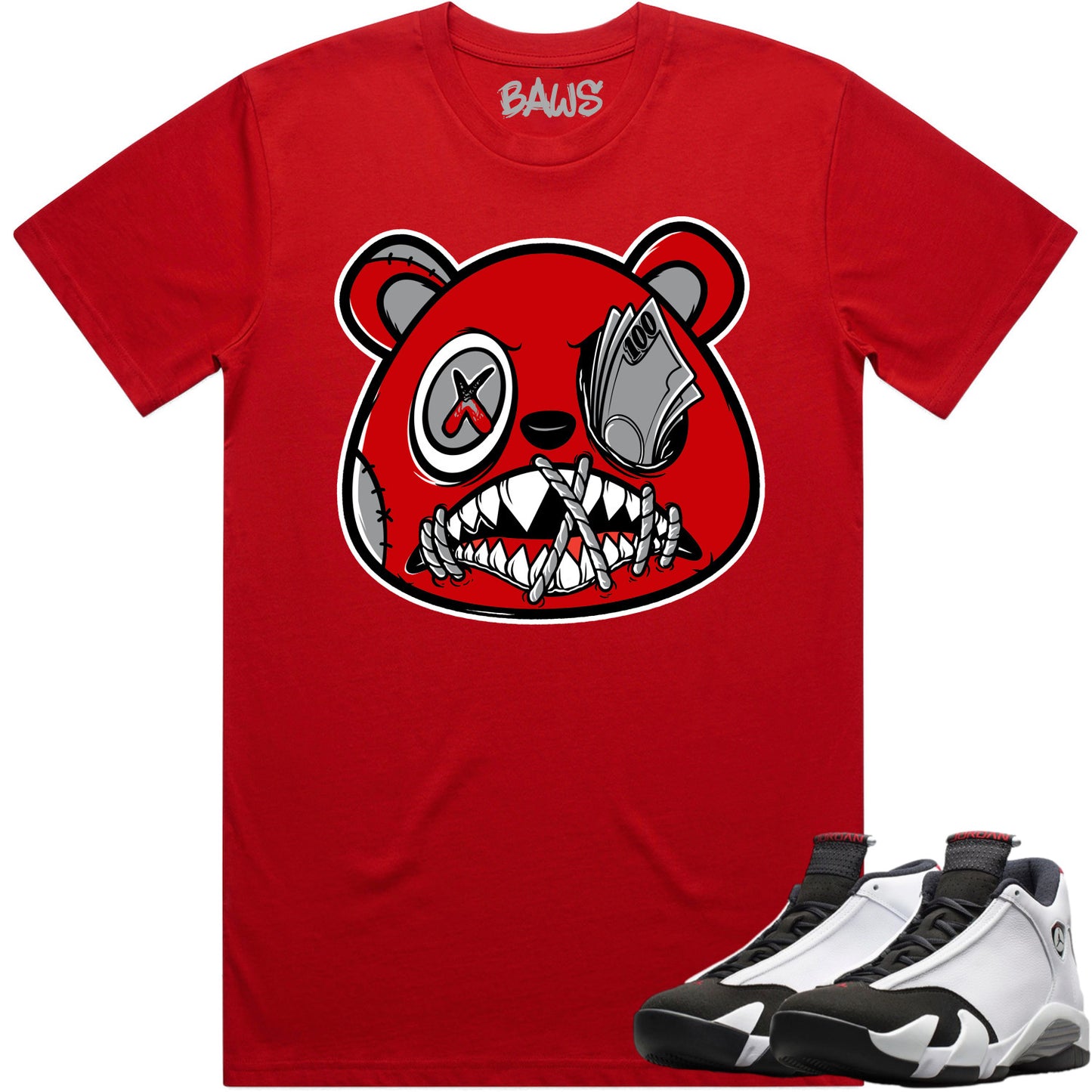 Black Toe 14s Shirt to Match - Jordan 14 Sneaker Tees - Money Talks Baws