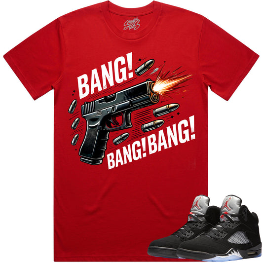 Black Metallic 5s Shirt to Match - Jordan 5 Sneaker Tees - Bang