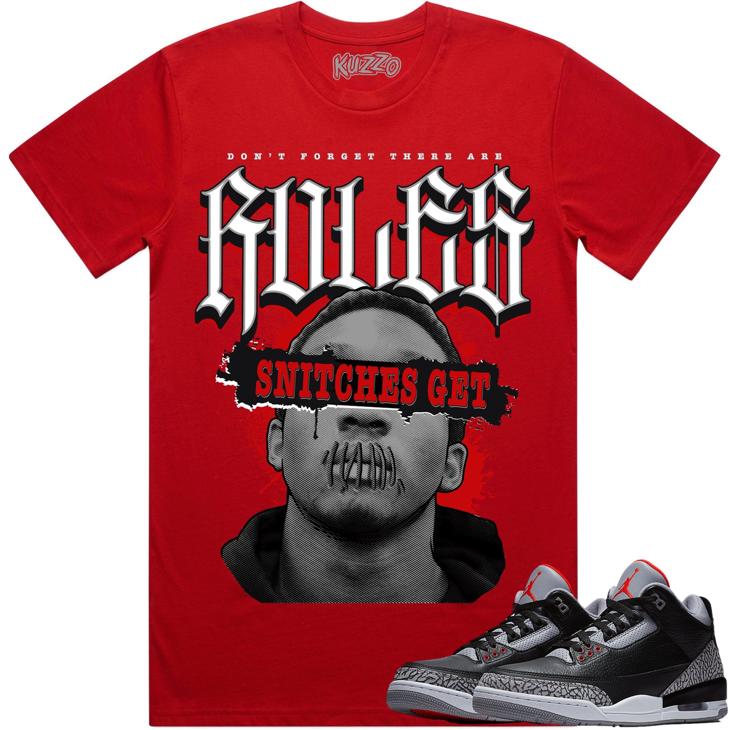 Black Cement 3s Shirt to Match - Jordan 3 Sneaker Tees - Stitches