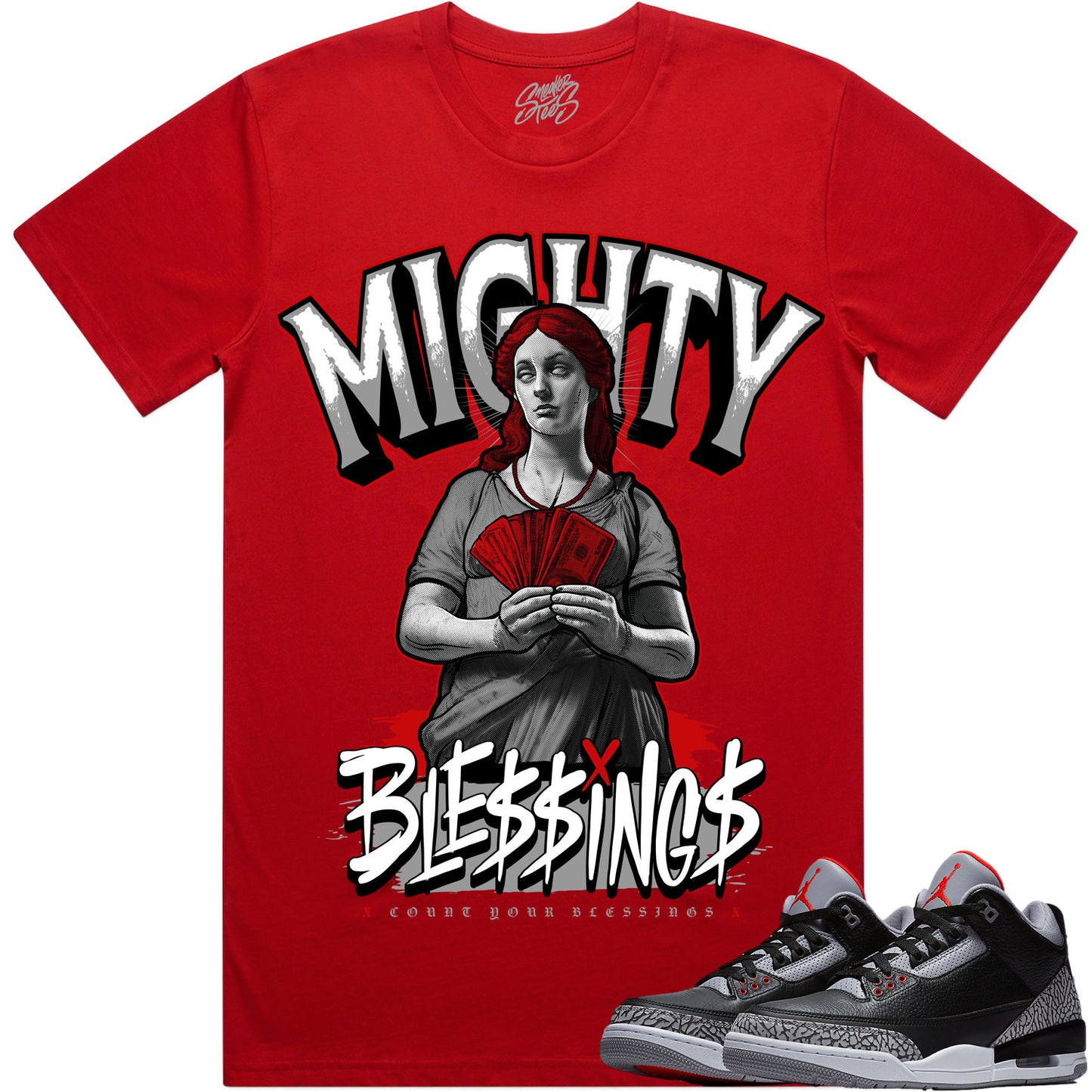 Black Cement 3s Shirt to Match - Jordan 3 Sneaker Tees - Blessings