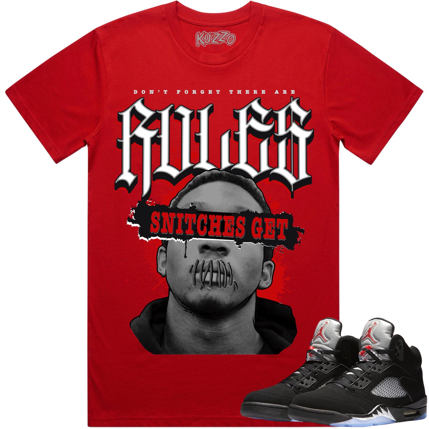 Black Metallic 5s Shirt to Match - Jordan 5 Sneaker Tees - Stitches