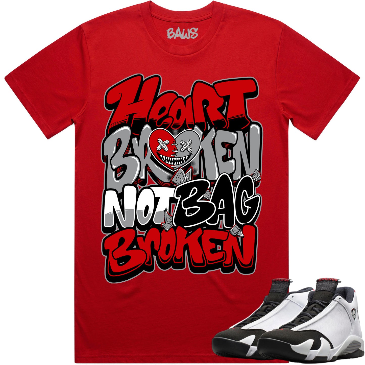 Black Toe 14s Shirt to Match - Jordan 14 Sneaker Tees - Heart Broken Baws