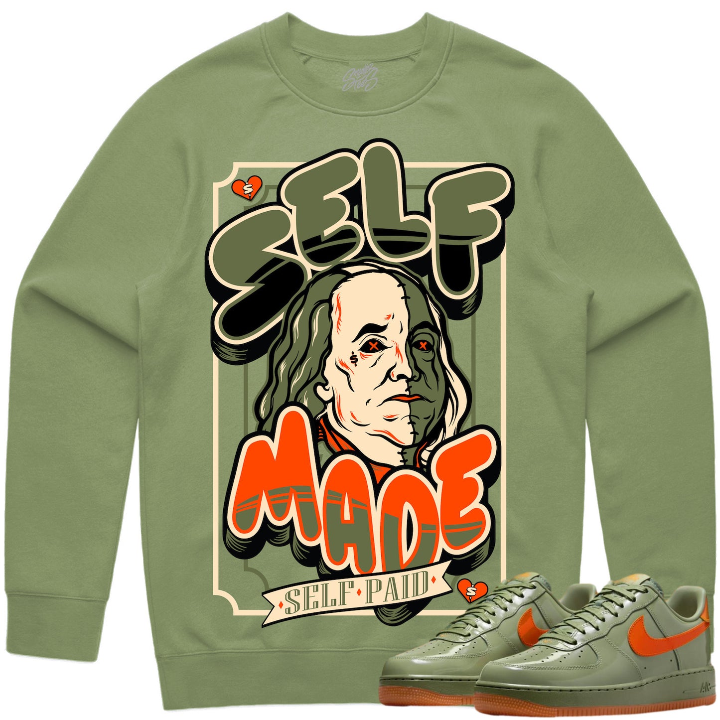 Air Force One Wet Putty Sneaker Outfit - Sweater & Jogger Sweat Suit - Self Made