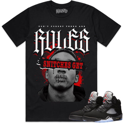 Black Metallic 5s Shirt to Match - Jordan 5 Sneaker Tees - Stitches