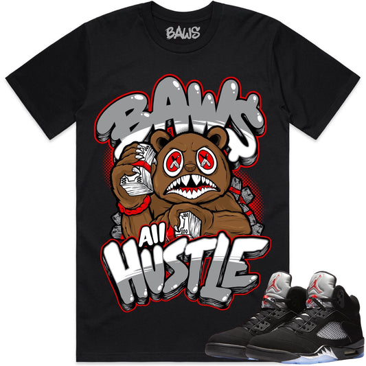 Black Metallic 5s Shirt to Match - Jordan 5 Sneaker Tees - Hustle Baws