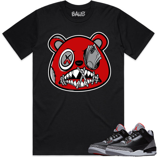 Black Cement 3s Shirt to Match - Jordan 3 Sneaker Tees - Money Talks Baws