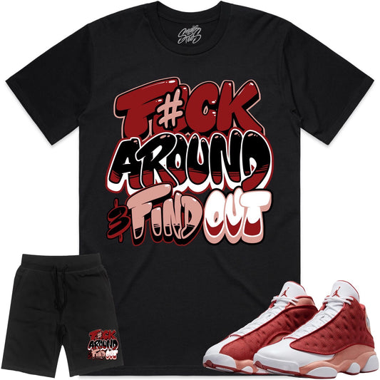 Jordan 13 Dune Red 13s Sneaker Outfit - Shorts and Shirt - DUNE RED F#CK