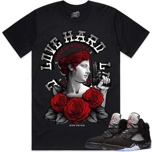 Black Metallic 5s Shirt to Match - Jordan 5 Sneaker Tees - Aphrodite