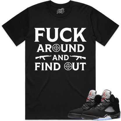 Black Metallic 5s Shirt to Match - Jordan 5 Sneaker Tees - FAK47