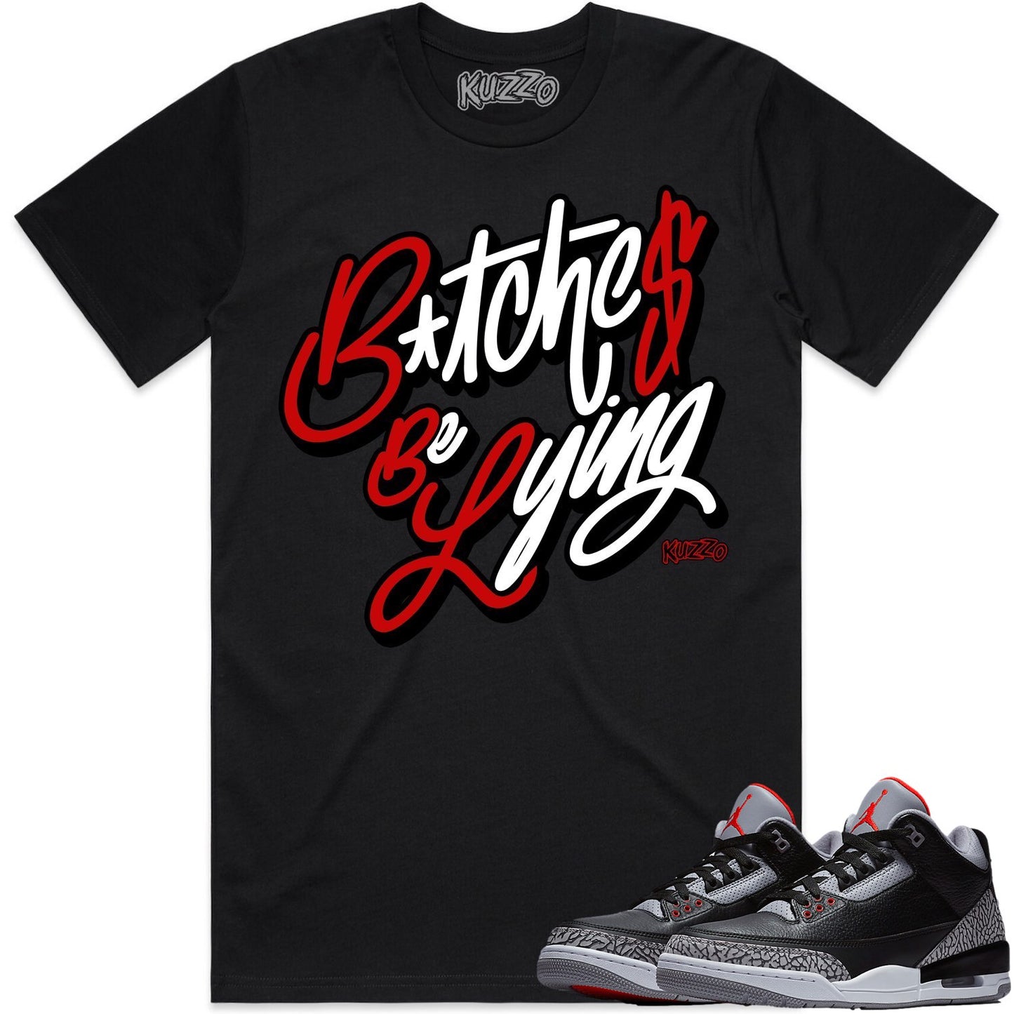 Black Cement 3s Shirt to Match - Jordan 3 Sneaker Tees - BBL