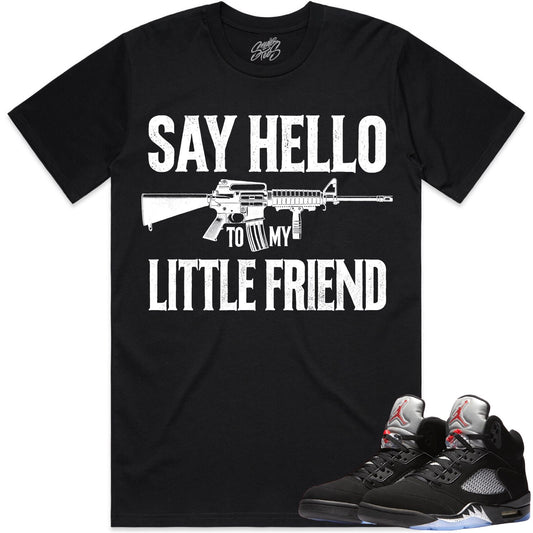 Black Metallic 5s Shirt to Match - Jordan 5 Sneaker Tees - Little Friend