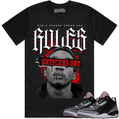 Black Cement 3s Shirt to Match - Jordan 3 Sneaker Tees - Stitches