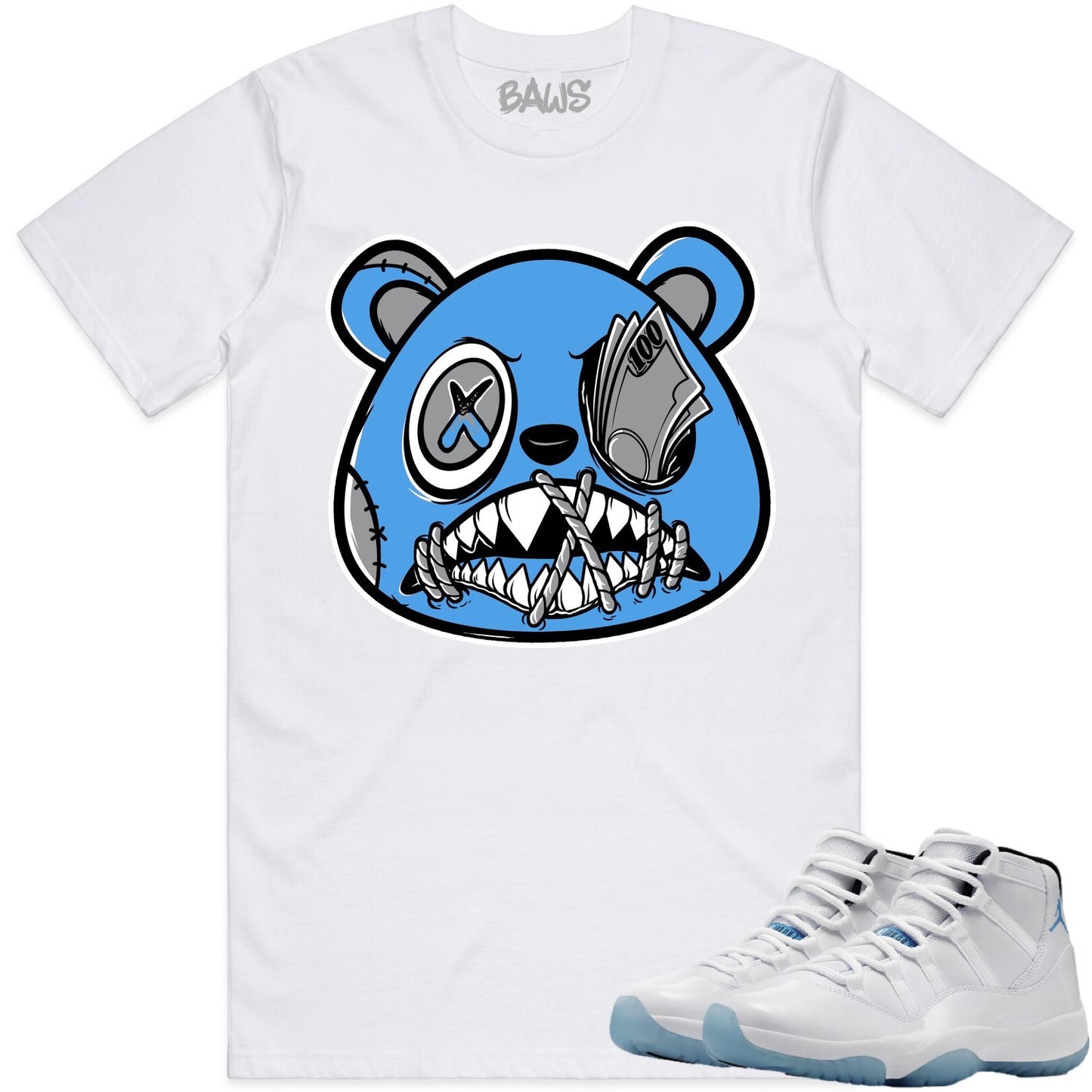 Jordan Legend Blue 11s Shirt to Match - Jordan 11 Sneaker Tees - Money Talks Baws