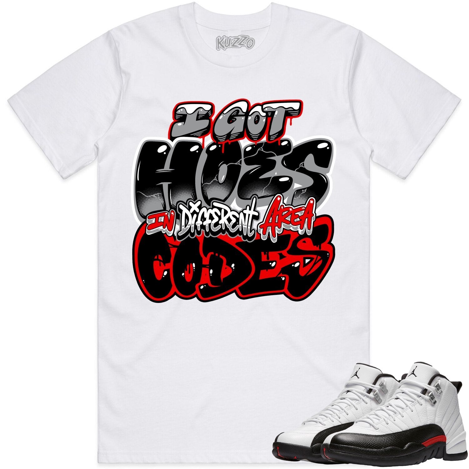 Jordan 12 Red Taxi 12s Shirt to Match - RED AREA CODES