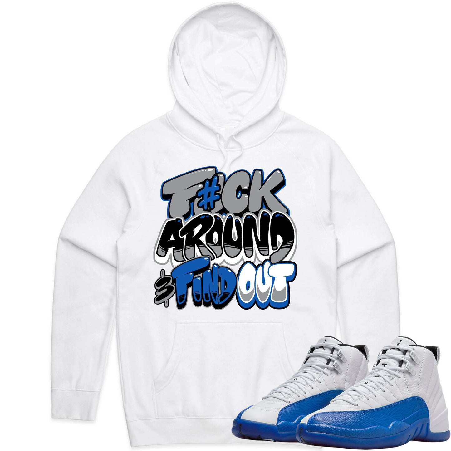 Blueberry 12s Hoodie to Match - Jordan 12 Sneaker Tees - F#ck