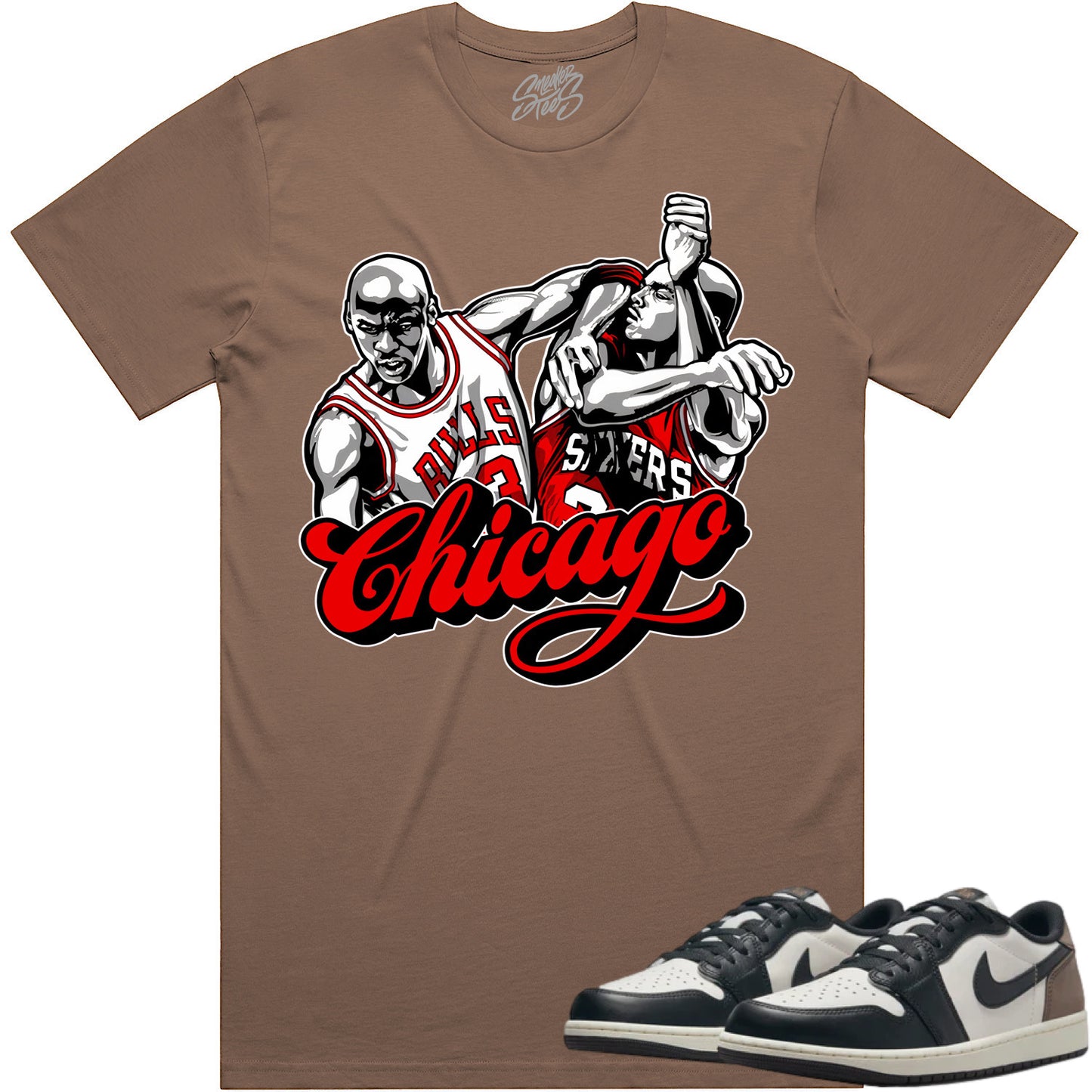 Mocha Low 1s Shirt to Match - Jordan 1 Low Sneaker Tees - Chicago