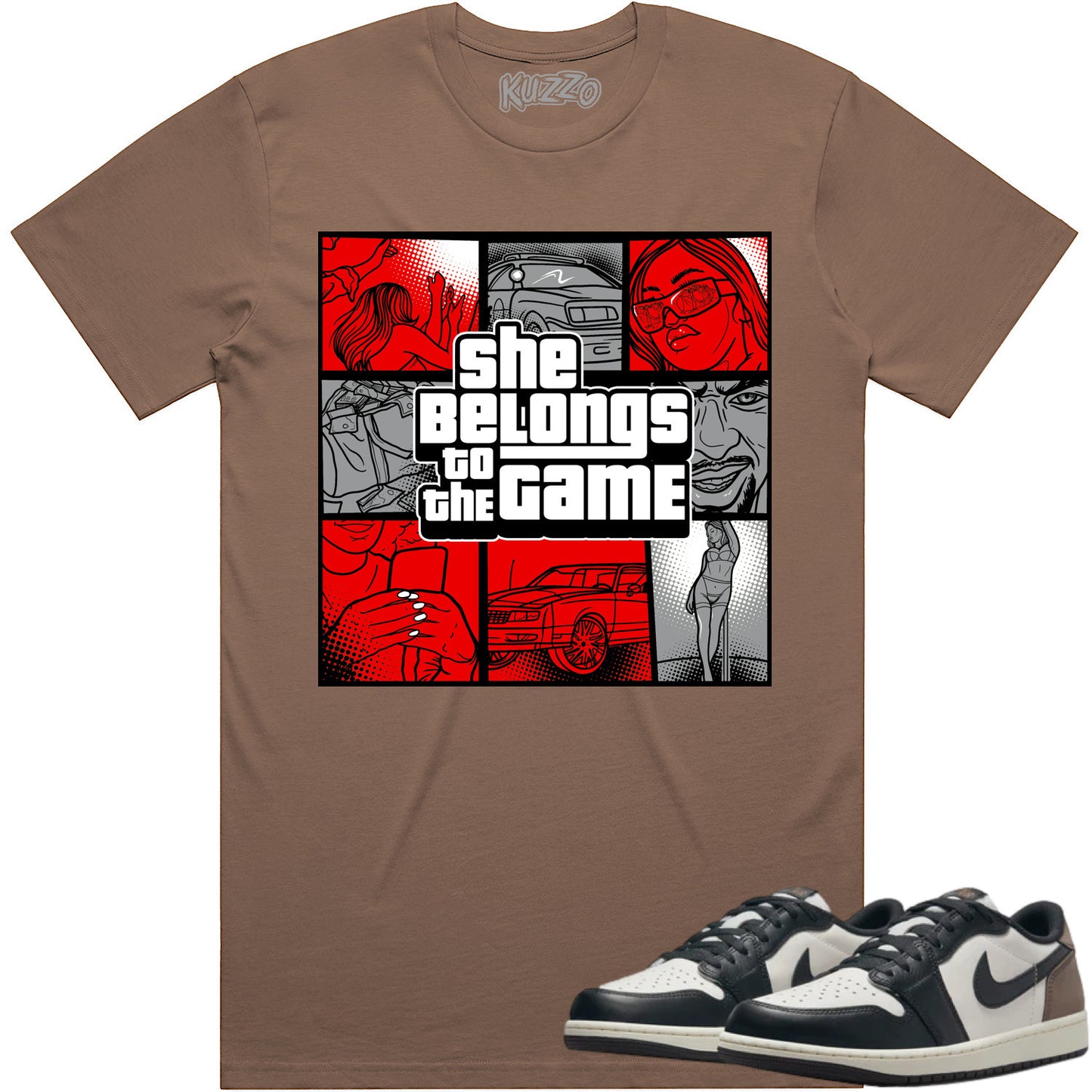 Mocha Low 1s Shirt to Match - Jordan 1 Low Sneaker Tees - Belong Game