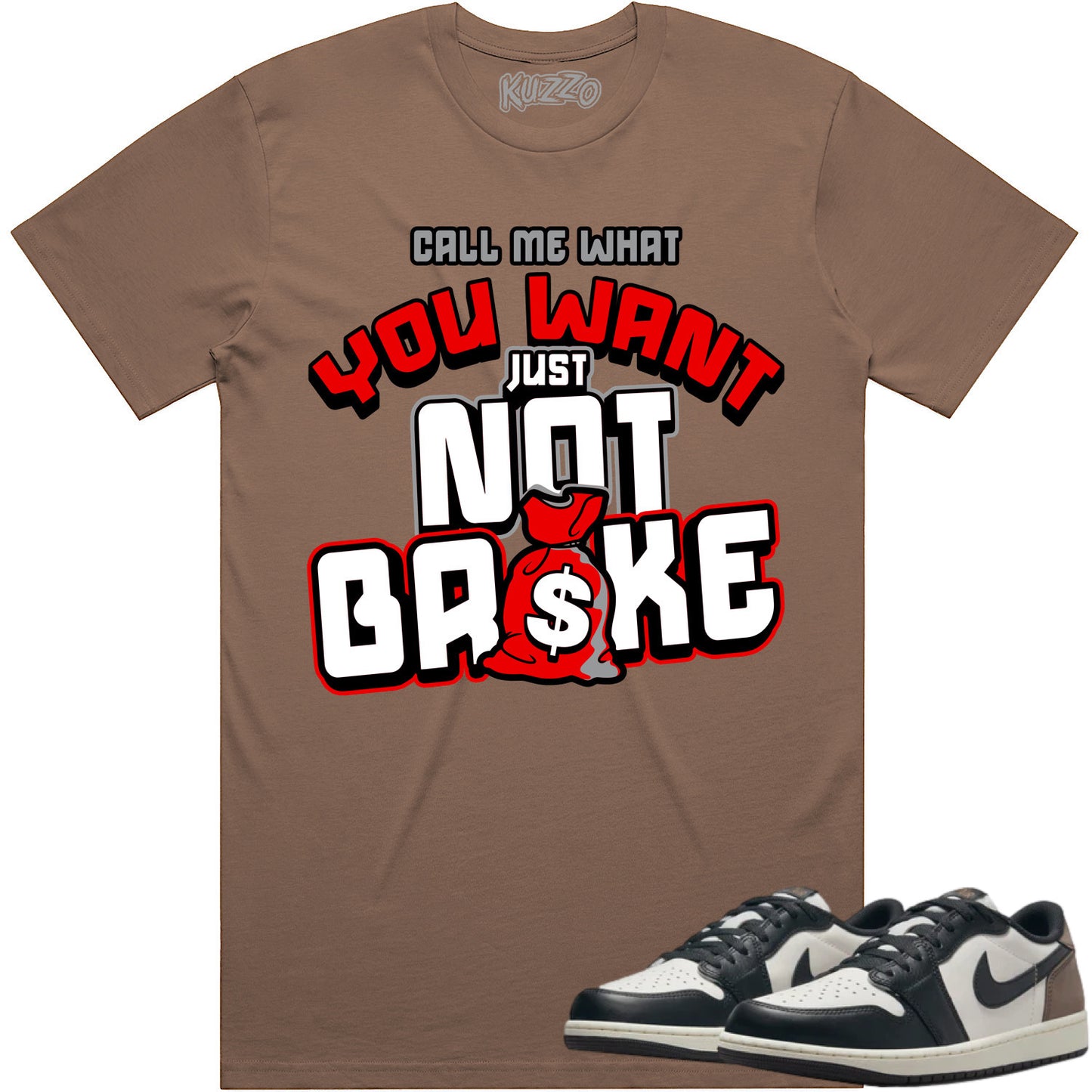 Mocha Low 1s Shirt to Match - Jordan 1 Low Sneaker Tees - Not Broke