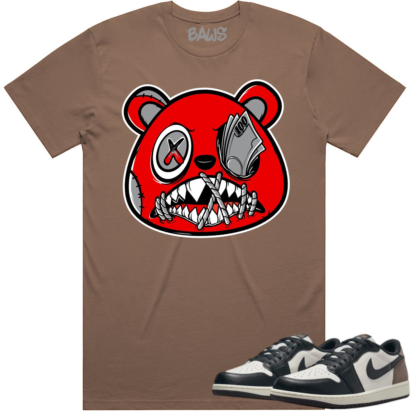 Mocha Low 1s Shirt to Match - Jordan 1 Low Sneaker Tees - Money Talks Baws