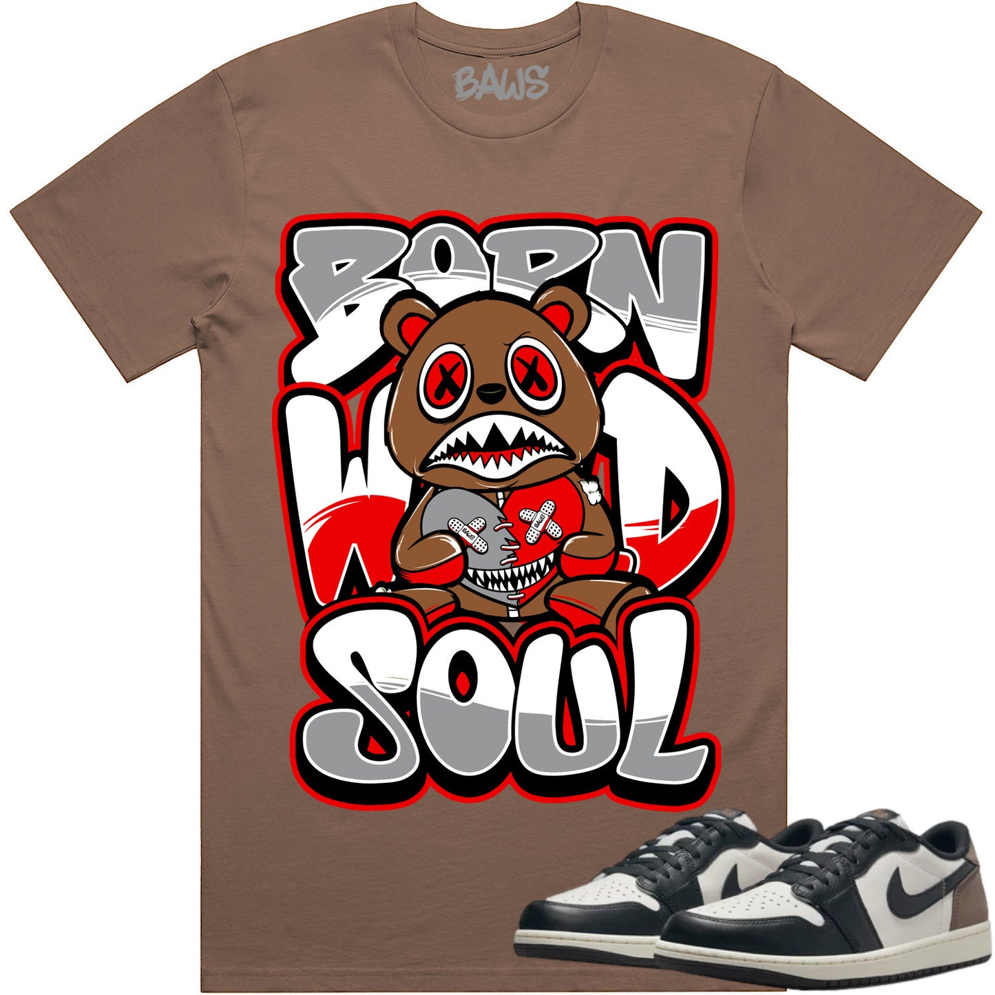 Mocha Low 1s Shirt to Match - Jordan 1 Low Sneaker Tees - Born Wild Baws