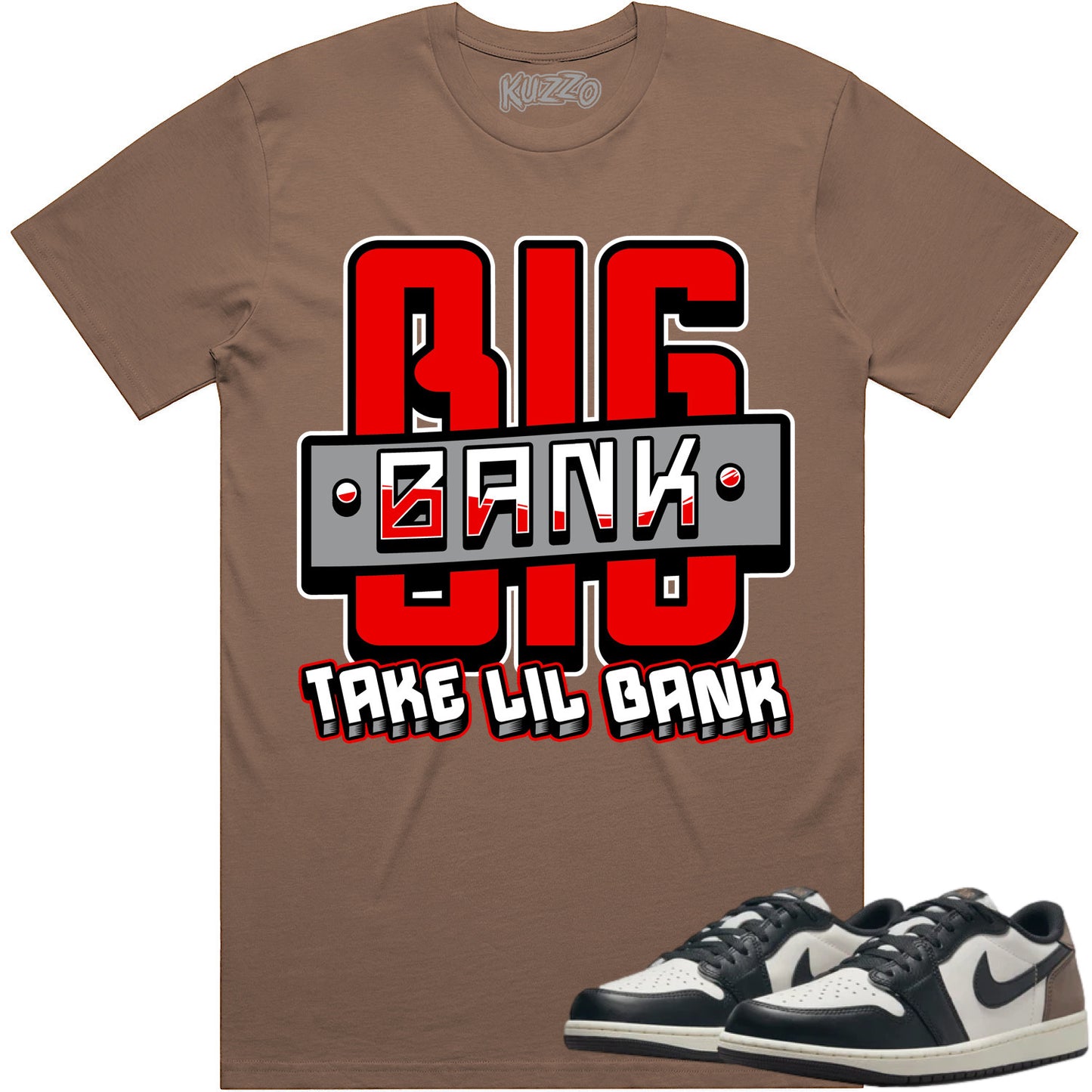 Mocha Low 1s Shirt to Match - Jordan 1 Low Sneaker Tees - Big Bank