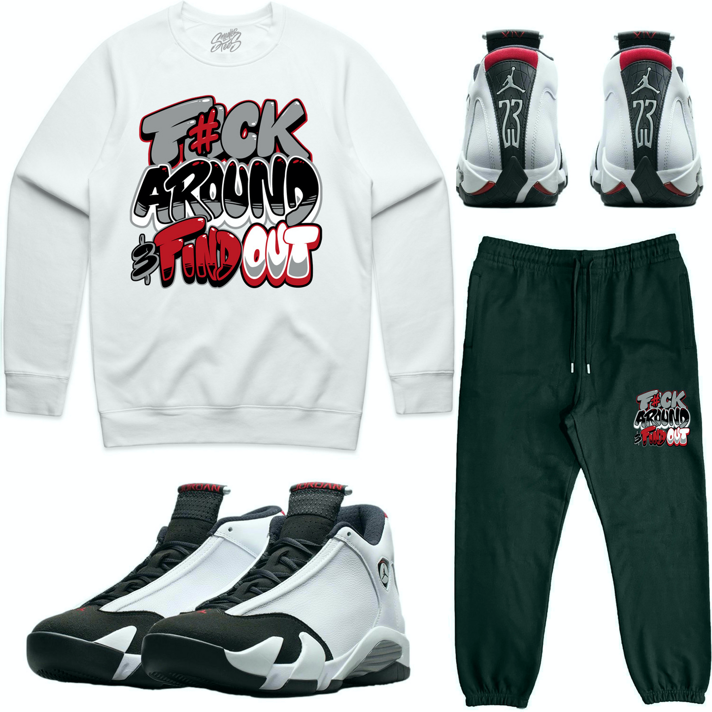 Black Toe 14s Sneaker Outfit - Sweater & Jogger Sweat Suit - F#ck