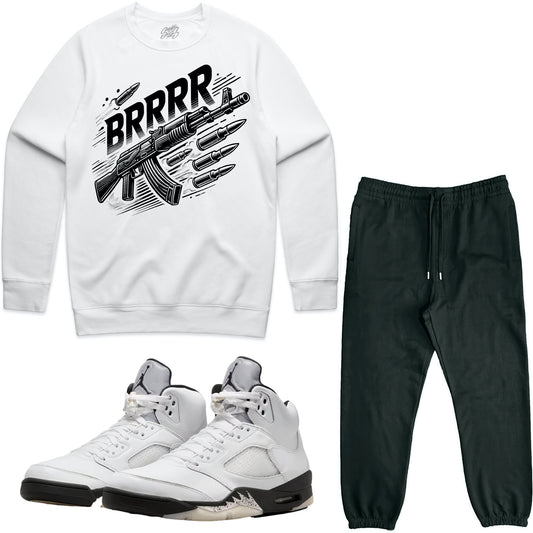 Reverse Metallic 5s Sneaker Outfit - Sweater & Jogger Sweat Suit - Brrr