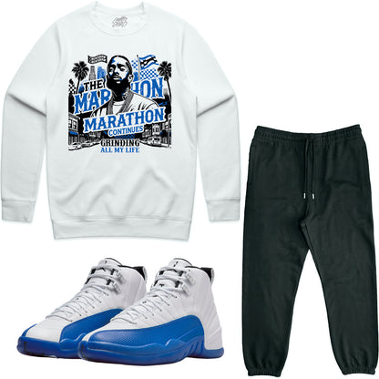 Blueberry 12s Sneaker Outfit - Sweater & Jogger Sweat Suit - Grinding