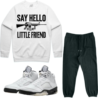 Reverse Metallic 5s Sneaker Outfit - Sweater & Jogger Sweat Suit - Little Friend