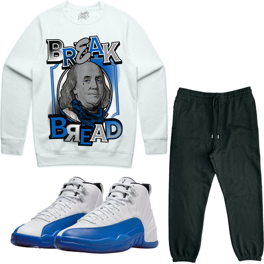 Blueberry 12s Sneaker Outfit - Jordan Match Sweater & Jogger Sweat Suit - Break Bread