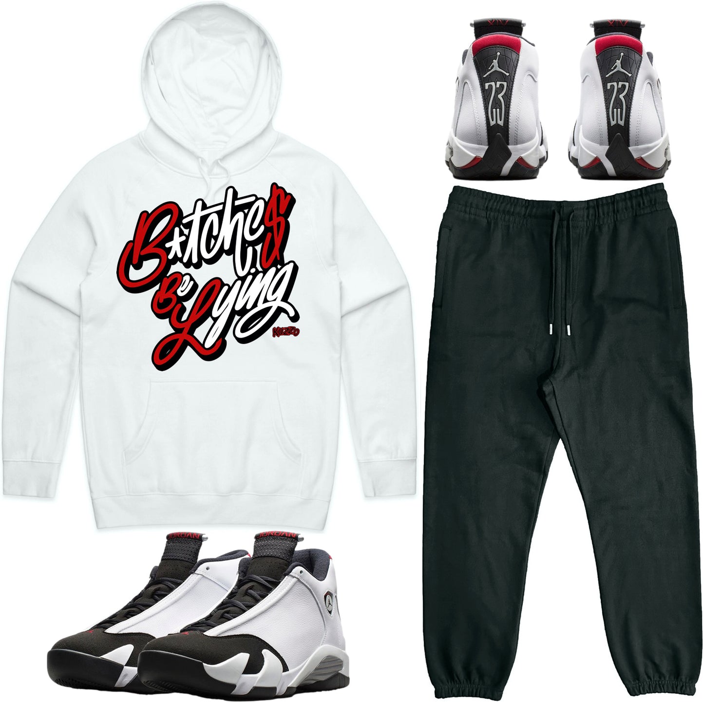 Black Toe 14s Sneaker Outfit - Hoodie & Jogger Sweat Suit - BBL