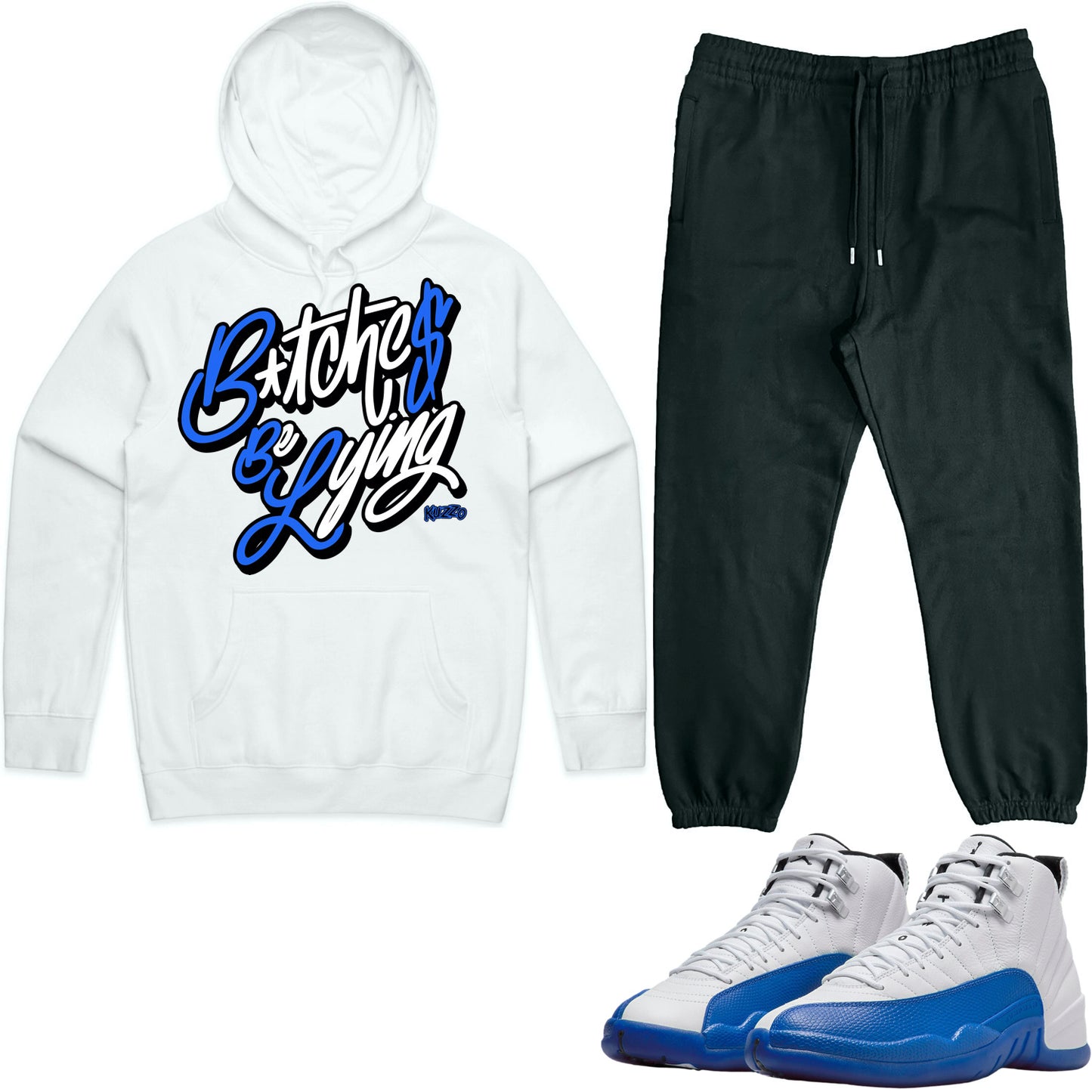 Blueberry 12s Sneaker Outfit - Hoodie & Jogger Sweat Suit - BBL