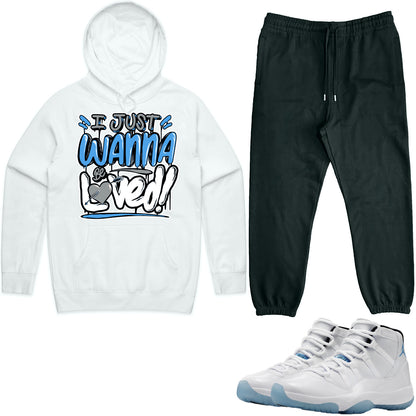 Jordan Legend Blue 11s Sneaker Outfit - Hoodie & Jogger Sweat Suit - Loved