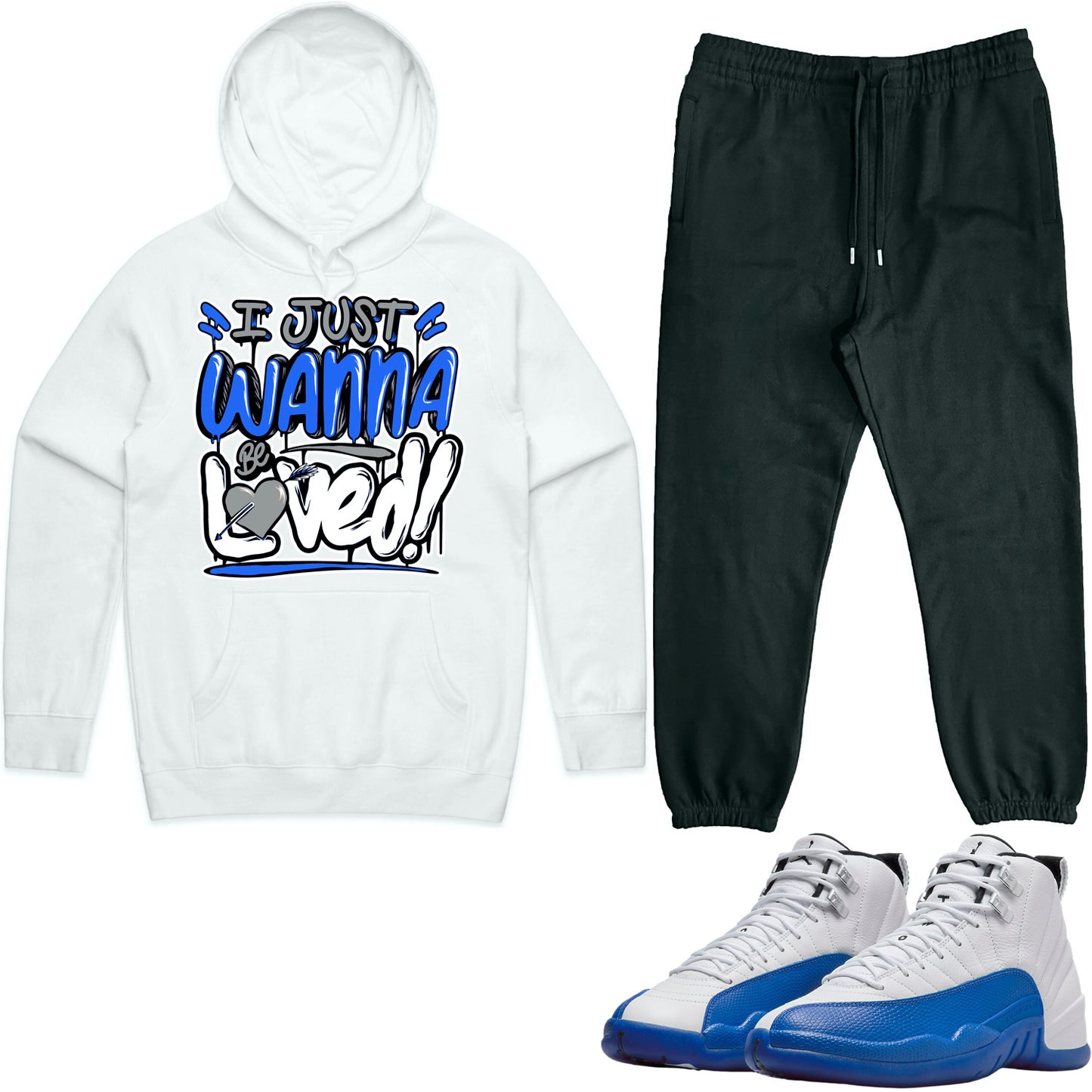 Blueberry 12s Sneaker Outfit - Hoodie & Jogger Sweat Suit - Loved