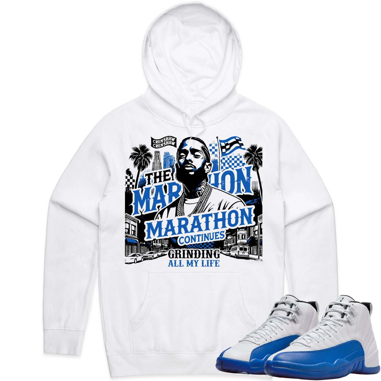 Blueberry 12s Hoodie to Match - Jordan 12 Sneaker Tees - Grinding