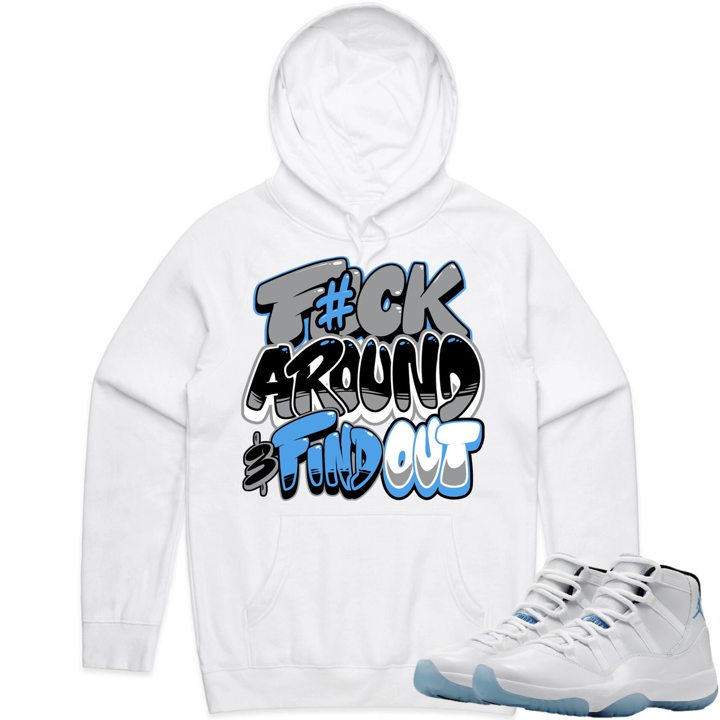 Jordan Legend Blue 11s Hoodie to Match - Jordan 11 Sneaker Tees - F#ck