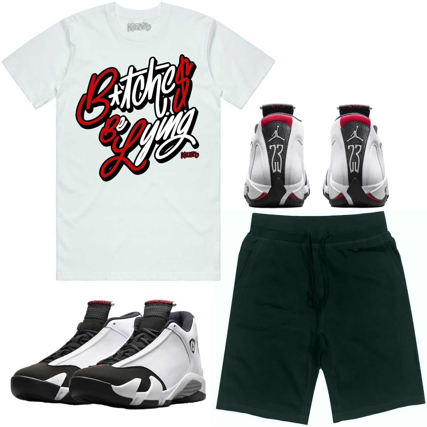 Black Toe 14s Sneaker Outfit - Shirt and Shorts - BBL