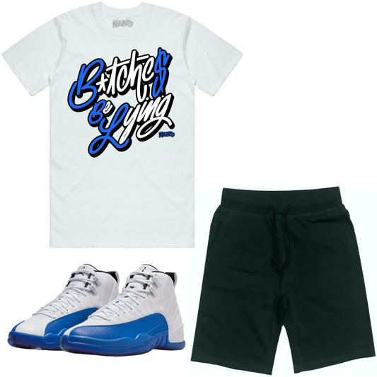 Blueberry 12s Sneaker Outfit - Jordan Match Shirt and Shorts - BBL