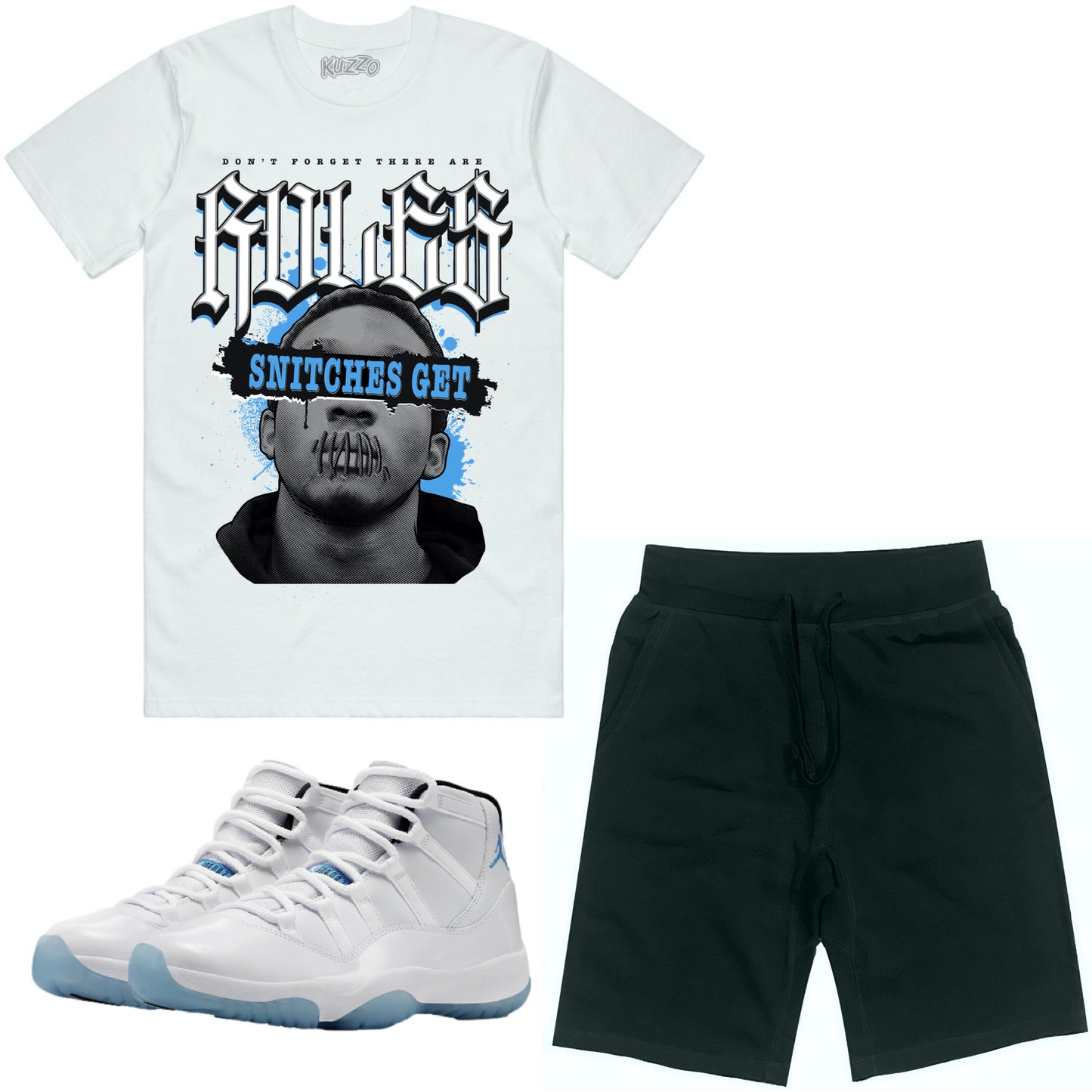 Jordan Legend Blue 11s Sneaker Outfit - Shirt and Shorts - Stitches