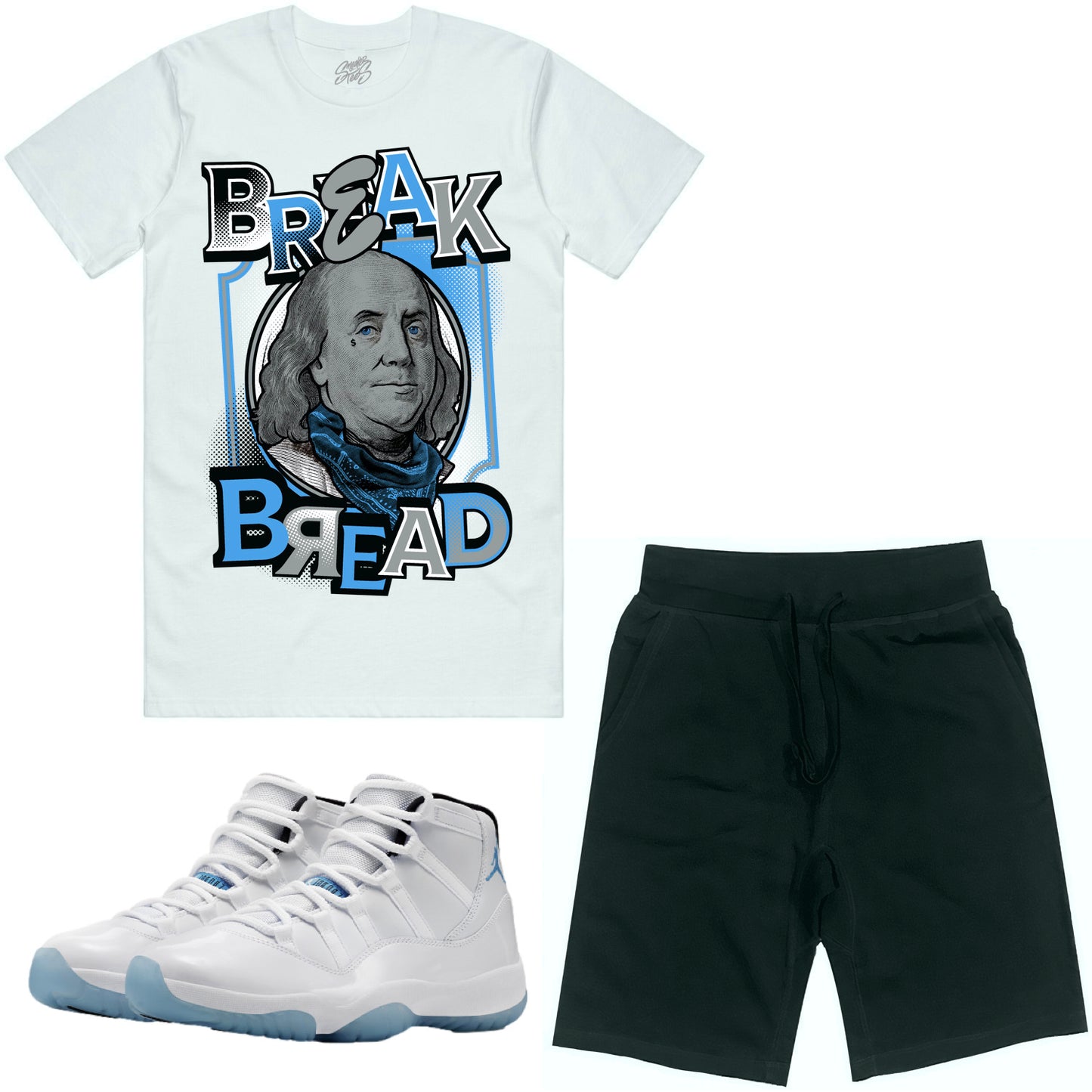 Jordan Legend Blue 11s Sneaker Outfit - Shirt and Shorts - Break Bread