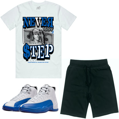 Blueberry 12s Sneaker Outfit - Jordan Match Shirt and Shorts - Never Miss