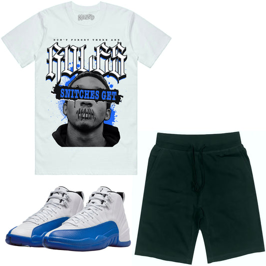 Blueberry 12s Sneaker Outfit - Jordan Match Shirt and Shorts - Stitches